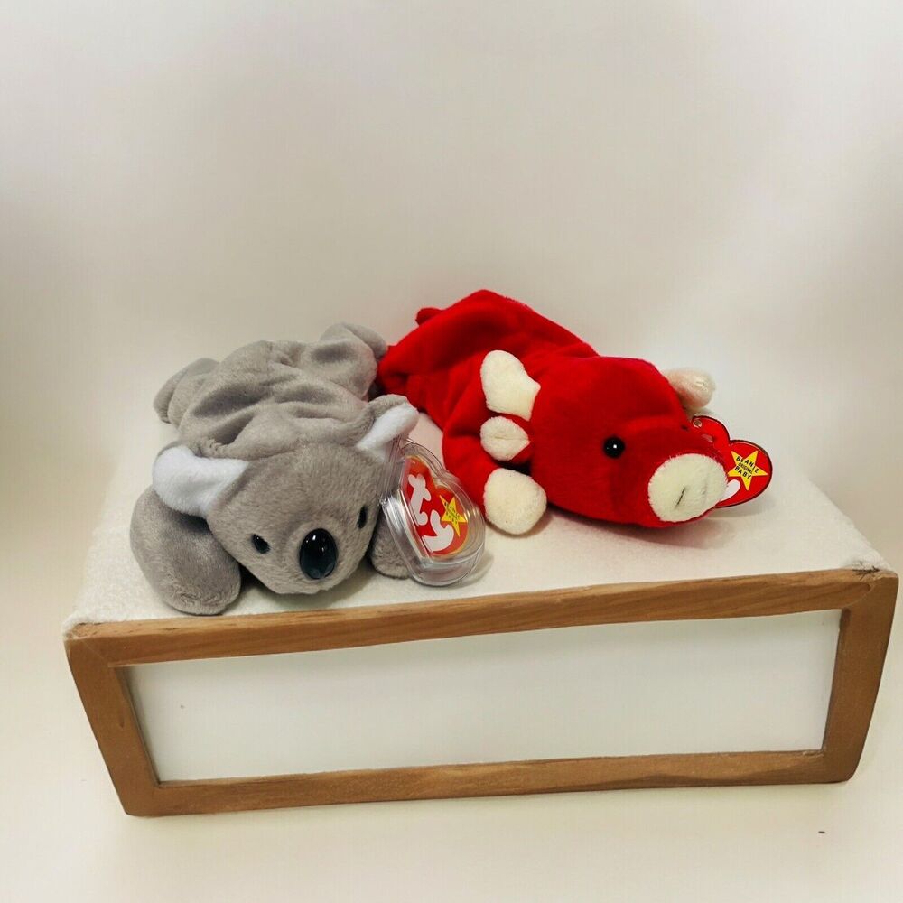Beanie Baby Babies lot of 2 Mel the Koala1996 and Snort the Red Bull 1995